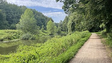 Sandweg am Fluss entlang.