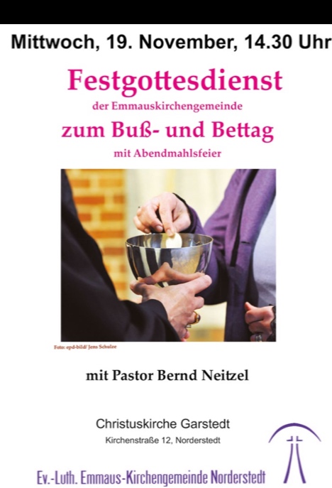 Gottesdienst zum Buß- und Bettag mit Abendmahl