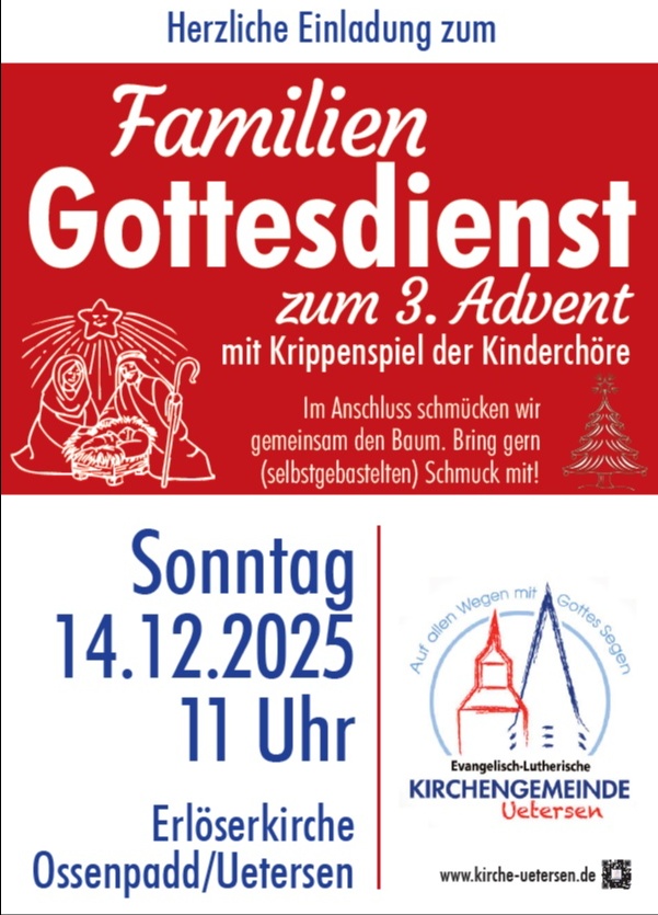 Familiengottesdienst zum 3. Advent mit Krippenspiel der Kinderchöre