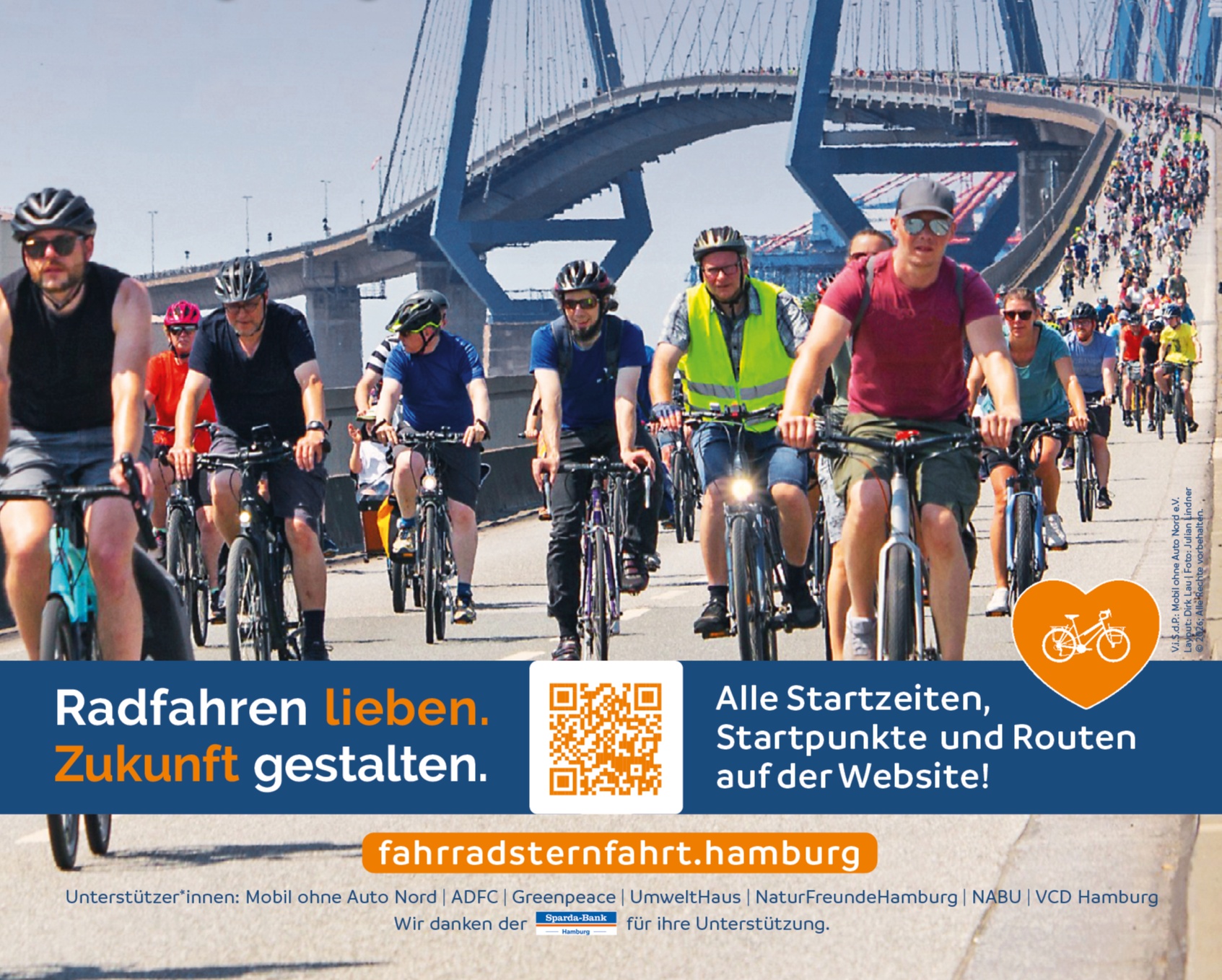 Fahrradsternfahrt über die Köhlbrandbrücke