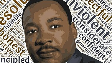 Plakat mit Porträt von Martin Luther King 