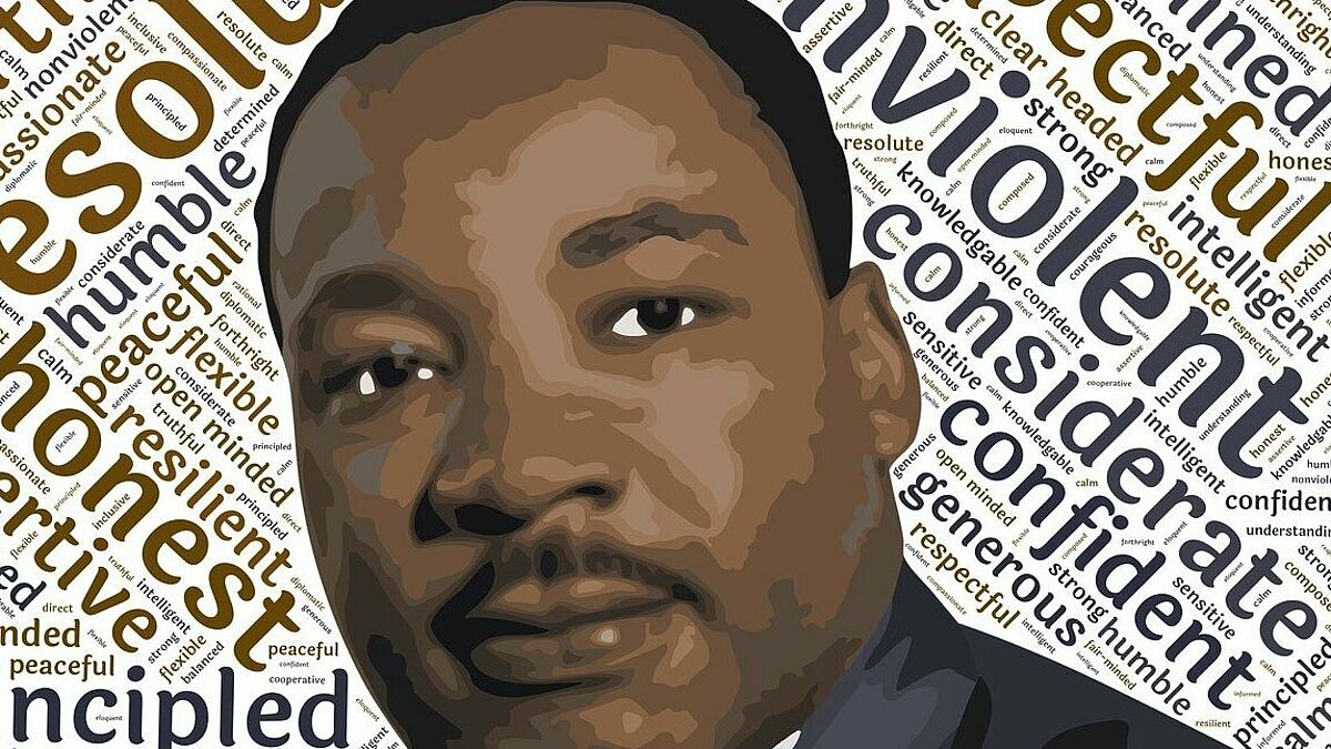 Zu Ehren des Bürgerrechtlers Martin Luther King (Illustration) lädt die Martin-Luther-King-Kirche in Steilshoop zu einer Demokratie-Veranstaltung. 