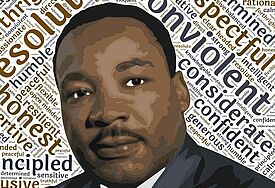 Plakat mit Porträt von Martin Luther King 