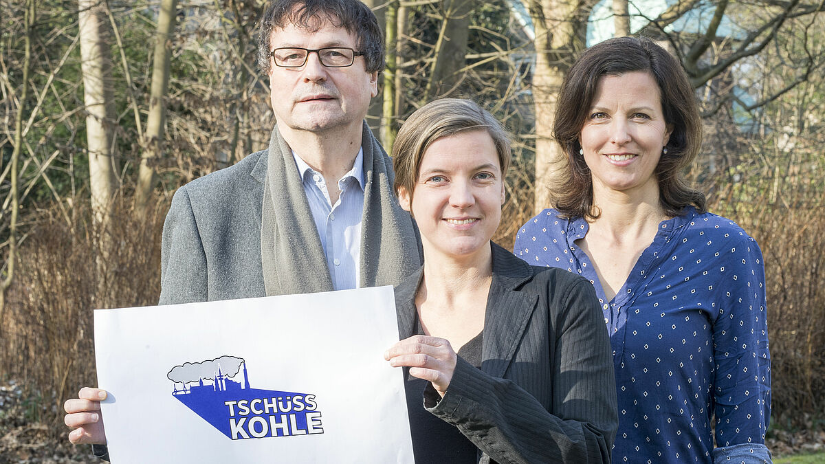 Die Vertrauenspersonen der Initiative "Tschüss Kohle":  Dr. Ulf Skirke (v.l.), Wiebke Hansen und Ulrike Eder.