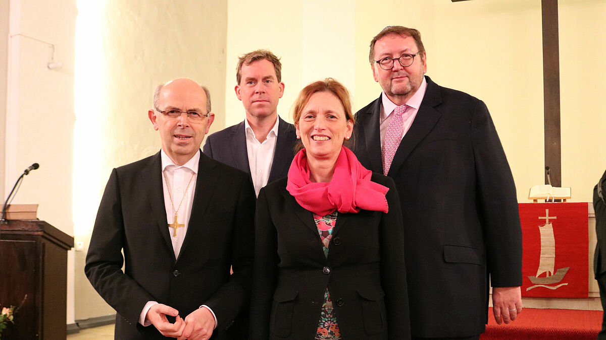 Bischof Magaard, Oberbürgermeister Dr. Kämpfer, Ministerin Prien, Prof. Dr. Homolka, Foto: Wendt/Nordkirche