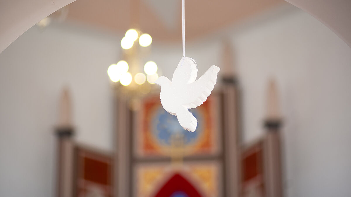 Als Zeichen für den Heiligen Geist, der an Pfingsten über die Jünger kam, ließ man im Mittelalter lebendige Tauben in der Kirche fliegen. Heute noch wird in alten Kirchen eine hölzerne Taube aus einem Loch aus der Decke herabgelassen. (Symbolbild)