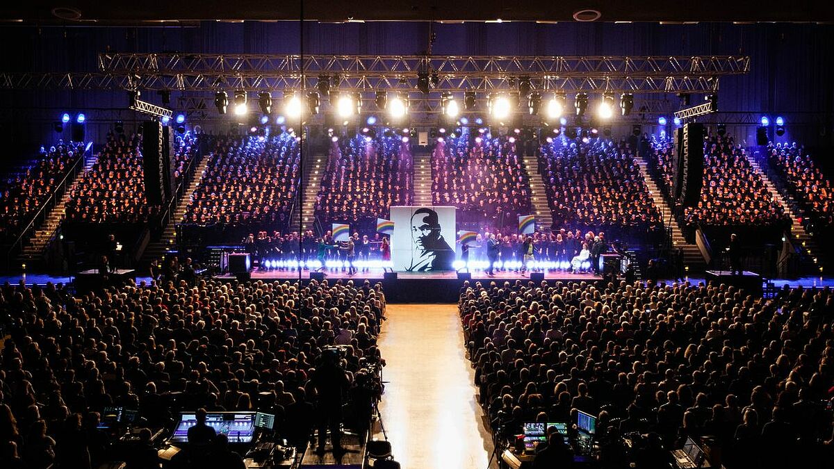 „I have a dream“:  In einer Mischung aus Gospel, Rock’n’Roll, Motown und Pop erzählt das neue Chormusical Martin Luther King die Geschichte des Baptistenpastors und Friedensnobelpreisträgers.