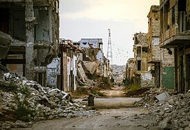 Die zerstörte Stadt Daraa in Syrien