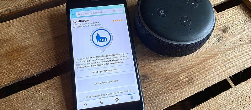 Alexa Skill für Gottesdienste - Ansicht eines Smartphones