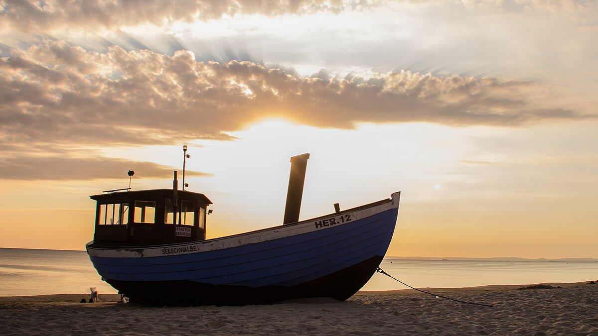 Boot am Strand von Heringsdorf